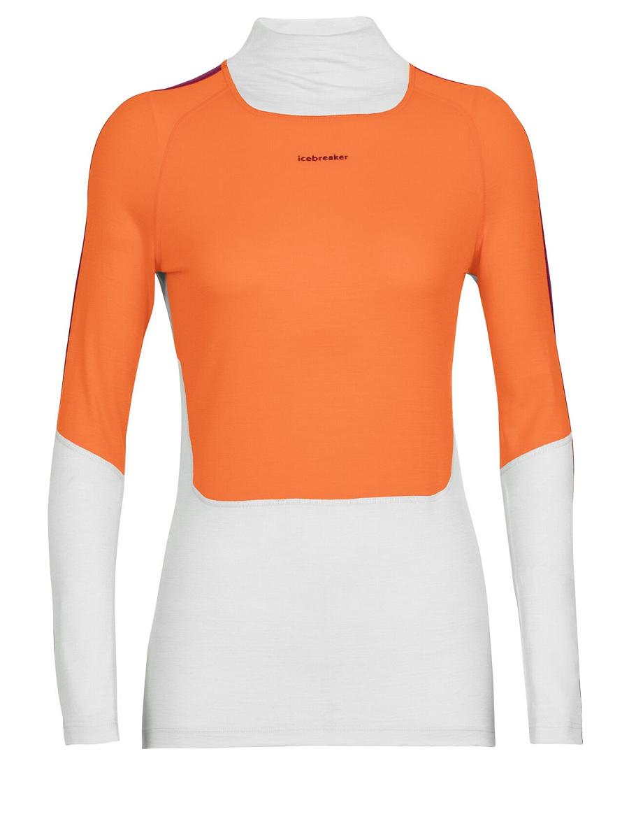 Icebreaker Merino 200 Sonebula Long Sleeve High Neck Thermal Top Naisten Base Layers Oranssi Harmaat | FI 1856UZGT